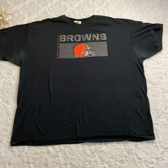 NFL Cleveland Browns T Shirt Men's 2X Black Big Front Graphic‎ 100% Cotton - Picture 1 of 9
